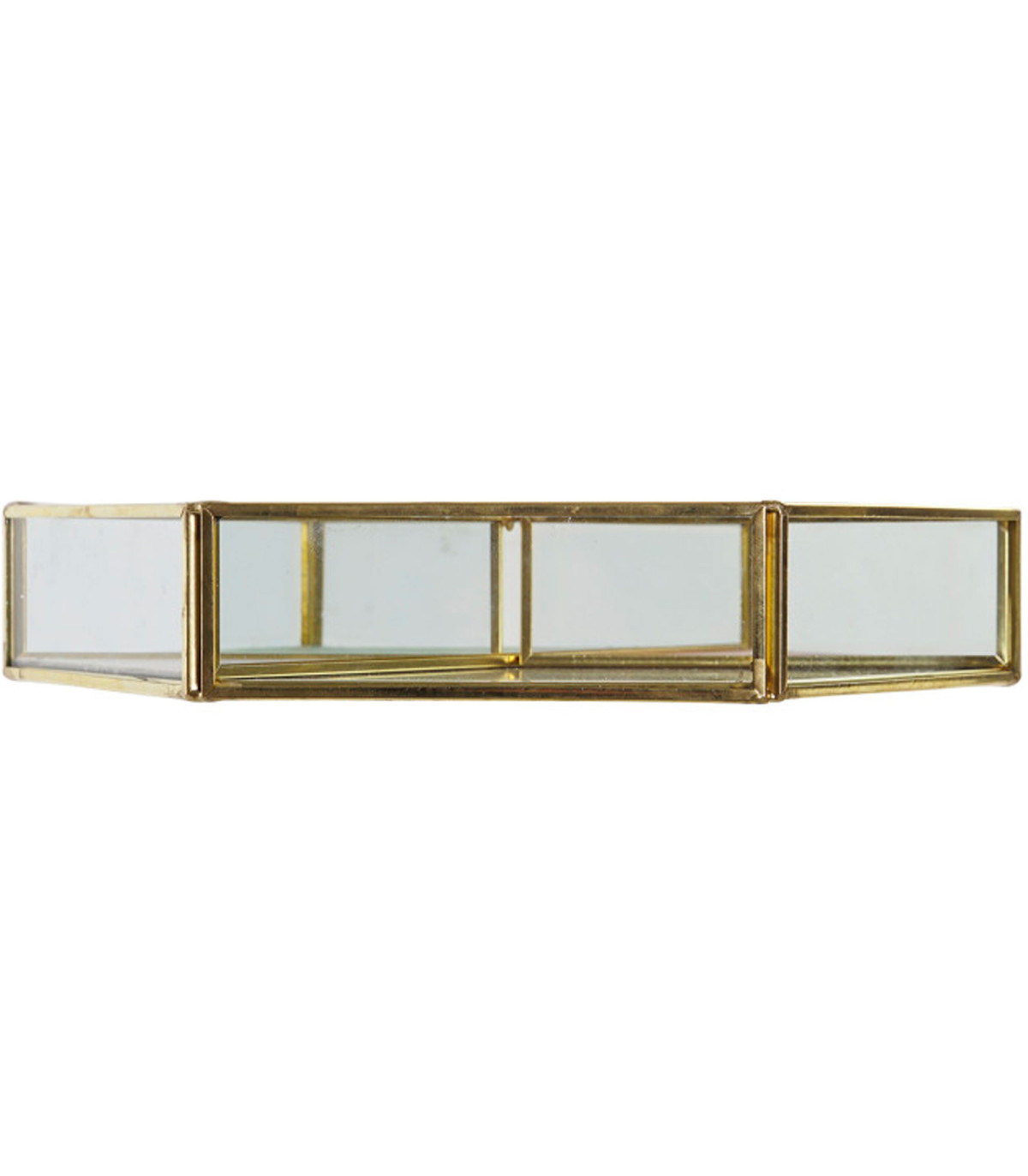 Wadiga Plateau Rangement Bijoux En Métal Doré Velours Et Miroir 23.5x20.5x4cm