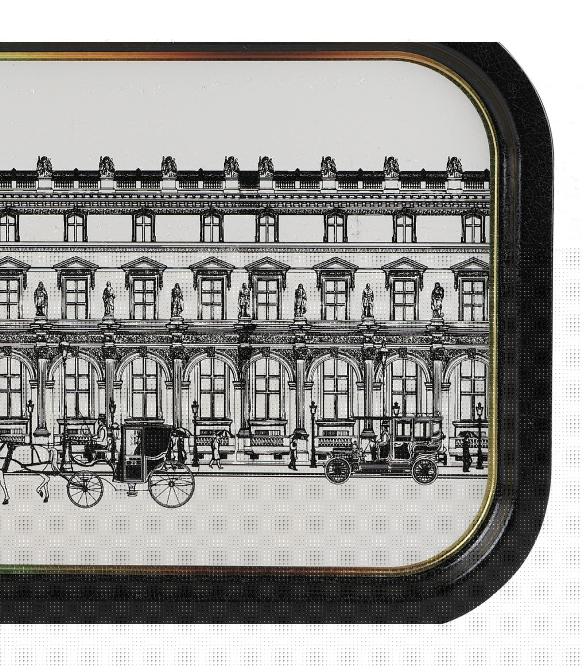 Wadiga Plateau Rectangulaire En Métal Noir Blanc Et Doré