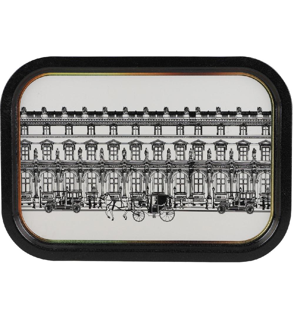 wadiga Plateau rectangulaire en métal noir blanc et doré