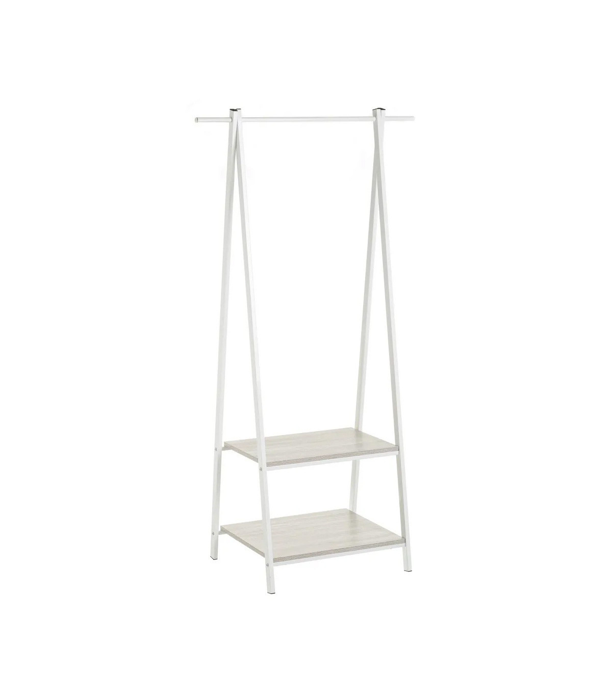 wadiga Portant vêtements bois et métal blanc - 55x45x150cm