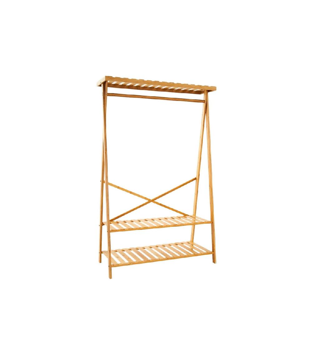 wadiga Portant vêtements en bambou 3 étagères - 100x43x160cm