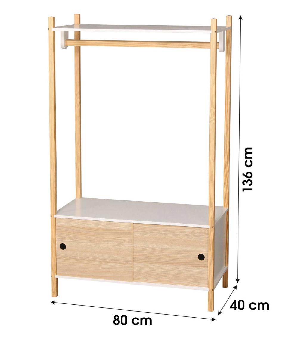 Wadiga Portant Vêtements En Bois + Placard Chambre Enfant