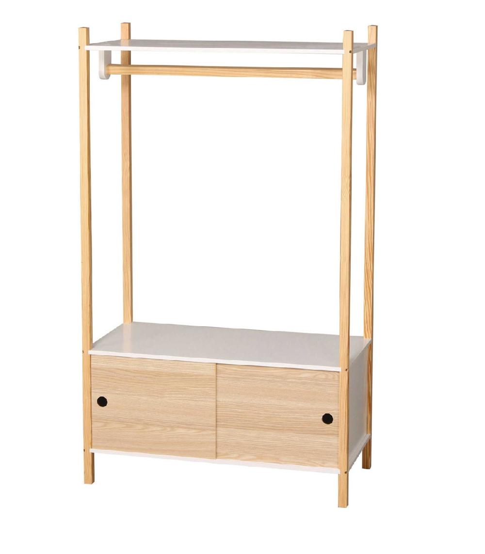 wadiga Portant Vêtements en Bois + Placard Chambre Enfant