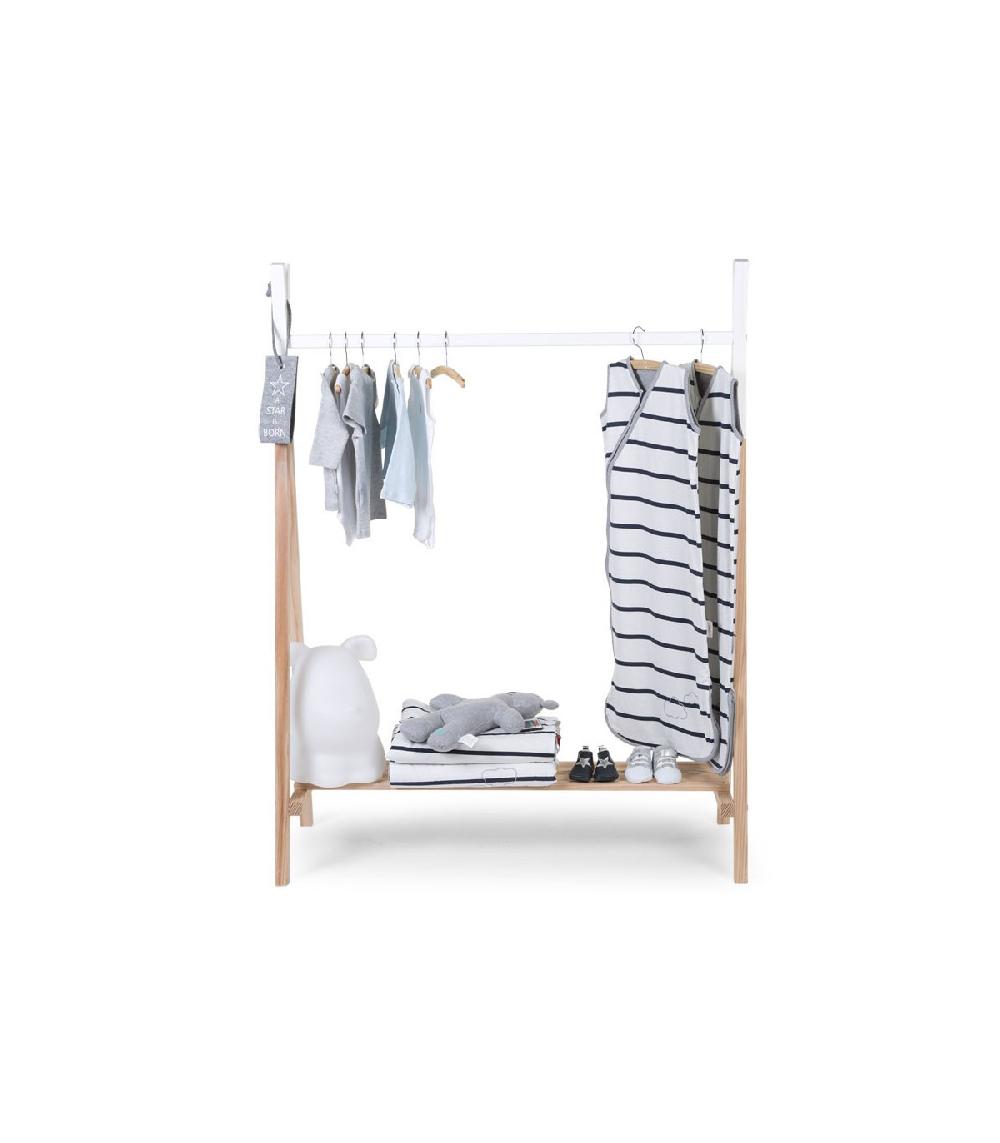 wadiga Portant Vêtements en Hêtre Chambre Enfant Tipi