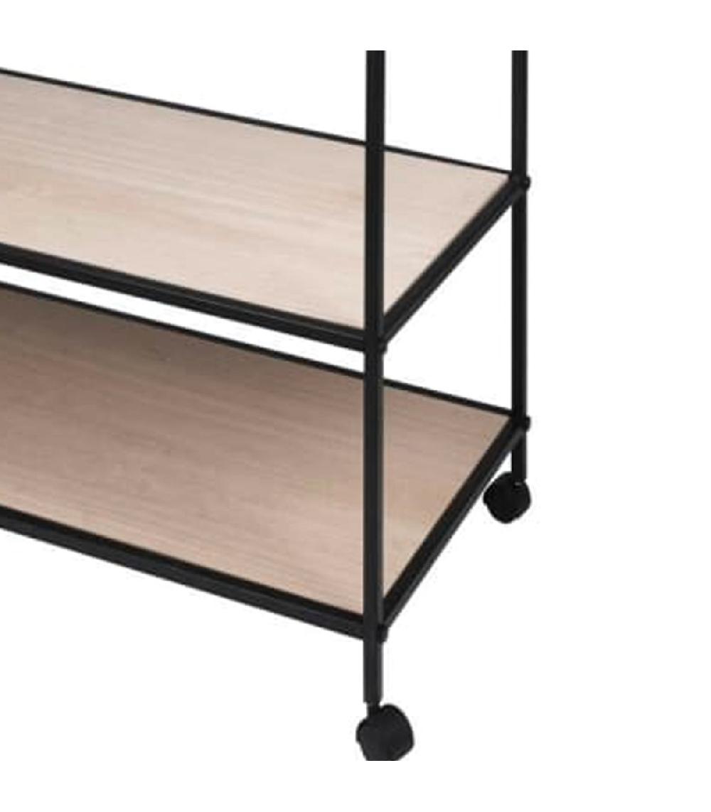 Wadiga Portant Vêtements Métal Noir Et étagères Bois 84x42.5x176cm
