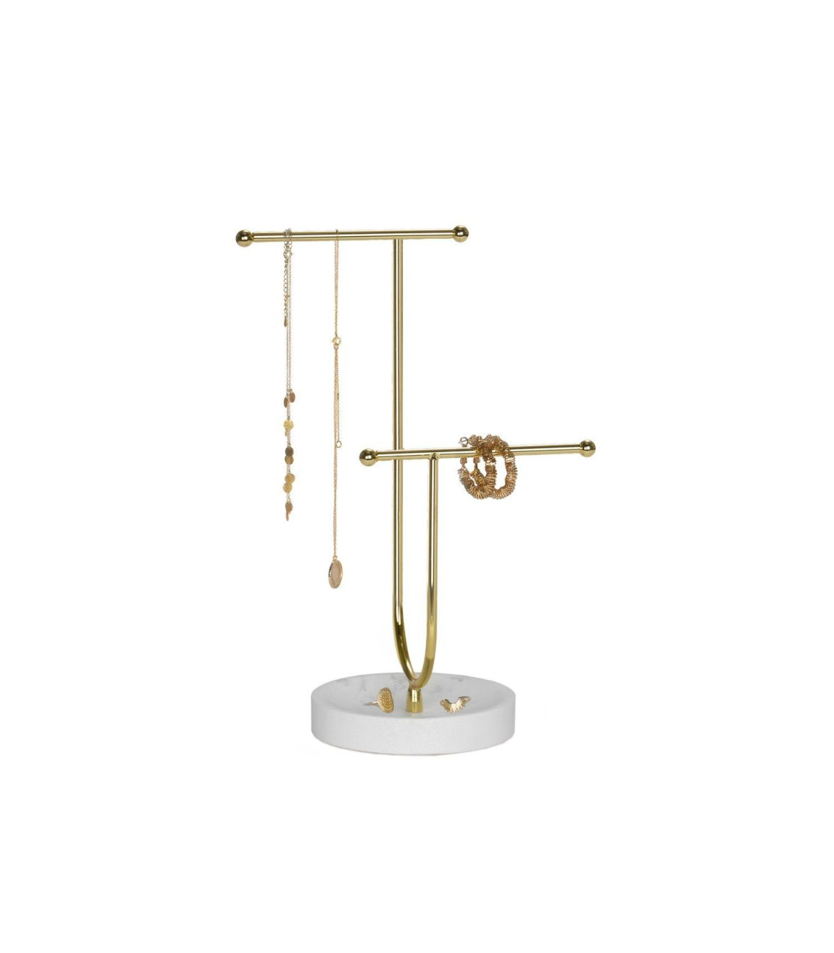 Wadiga Porte Bijoux En Métal Doré Et Polyrésine Effet Marbre Blanc