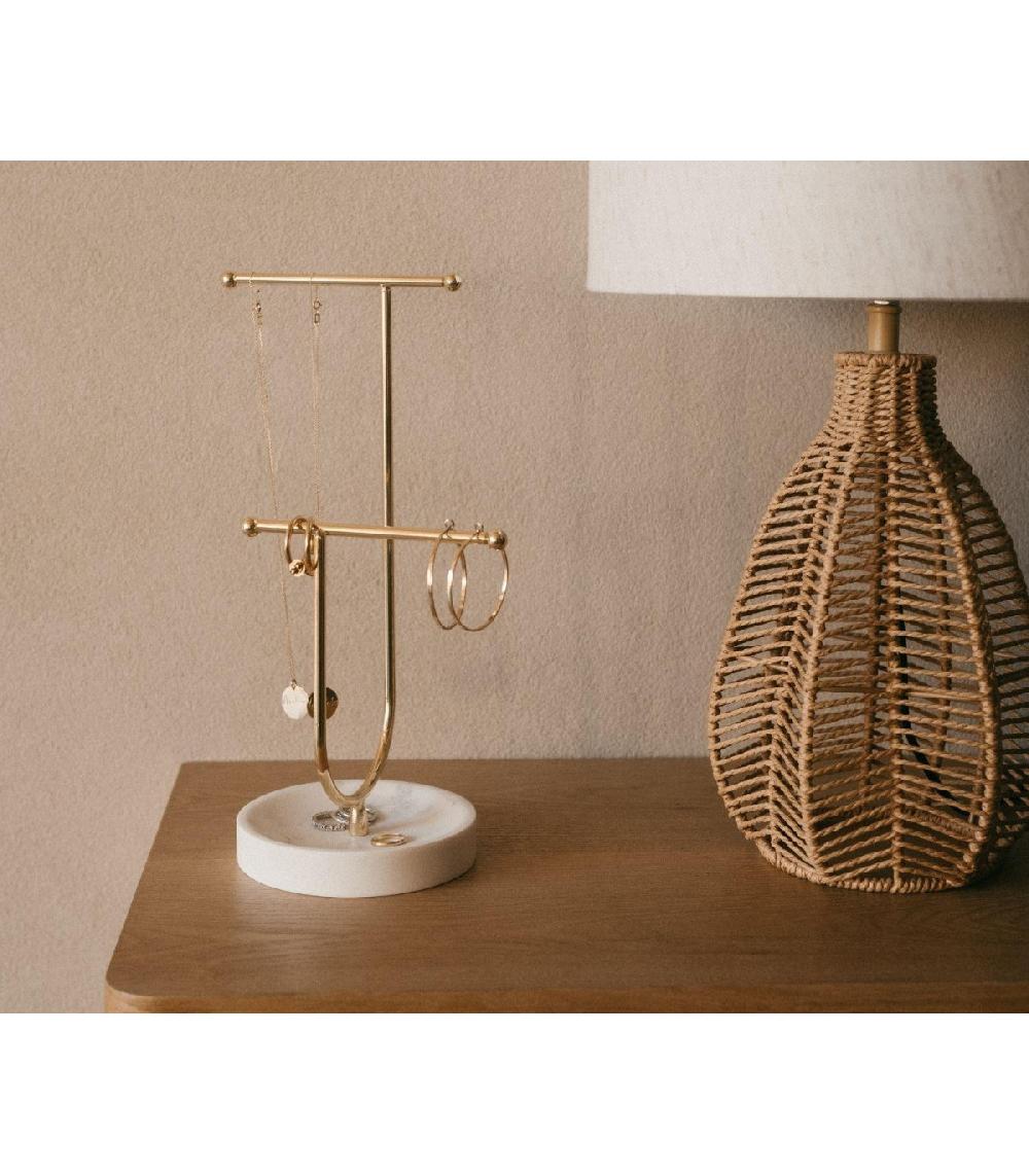 Wadiga Porte Bijoux En Métal Doré Et Polyrésine Effet Marbre Blanc