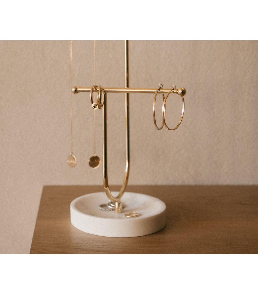 Wadiga Porte Bijoux En Métal Doré Et Polyrésine Effet Marbre Blanc