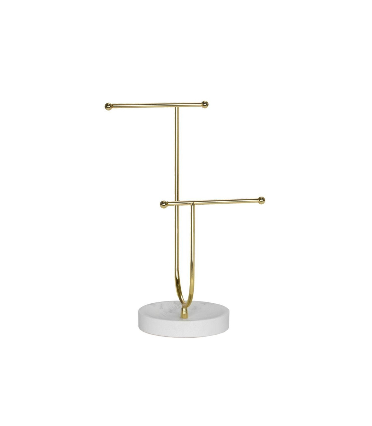 wadiga Porte bijoux en métal doré et polyrésine effet marbre blanc