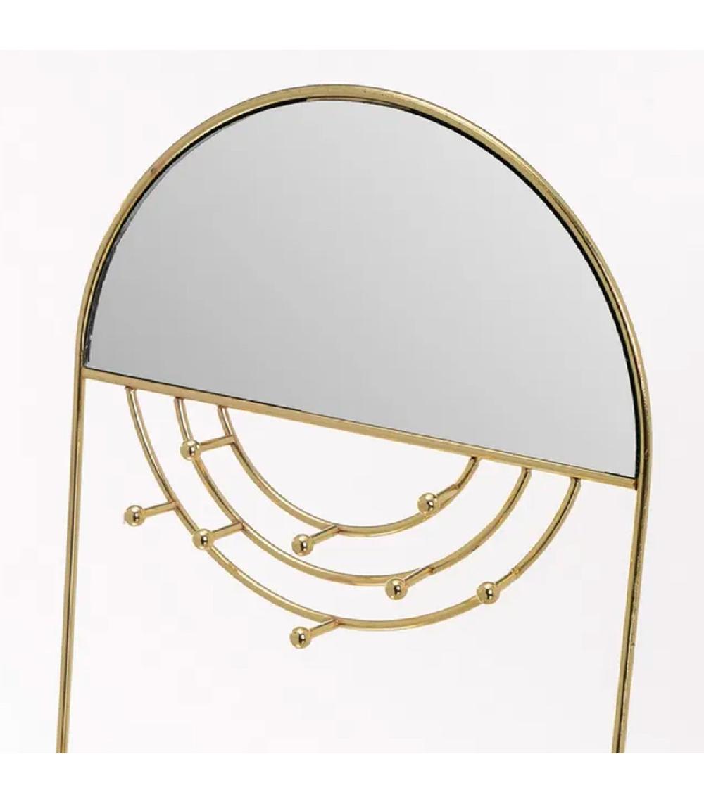 Wadiga Porte Bijoux Métal Doré Verre Et Miroir 18x10x29cm