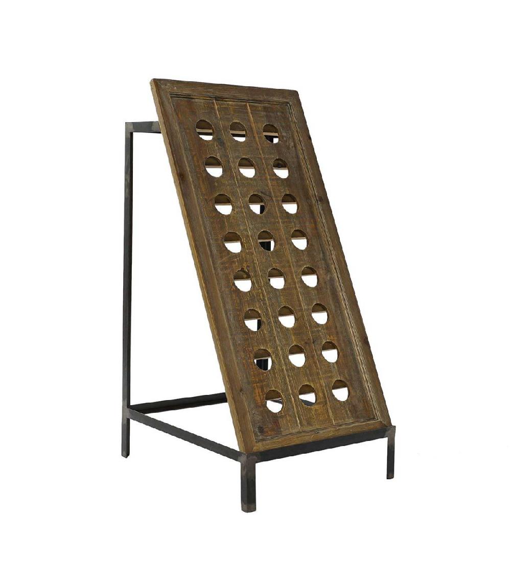 Wadiga Porte Bouteilles Bois Et Métal Noir - 24 Bouteilles