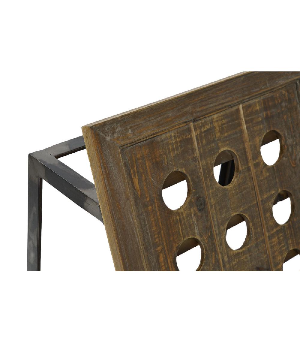Wadiga Porte Bouteilles Bois Et Métal Noir - 24 Bouteilles