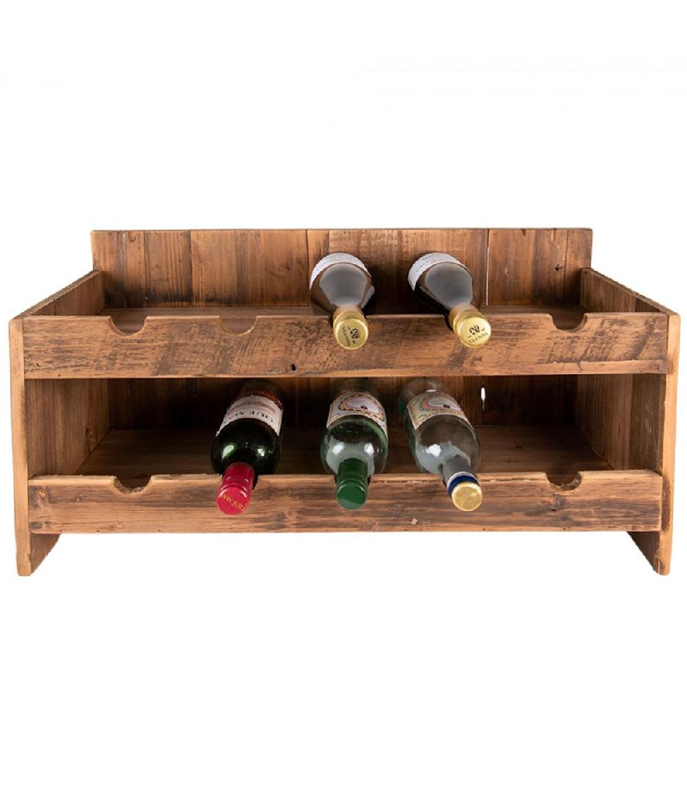 Wadiga Porte Bouteilles En Bois Rustique 10 Bouteilles 65x28x33cm