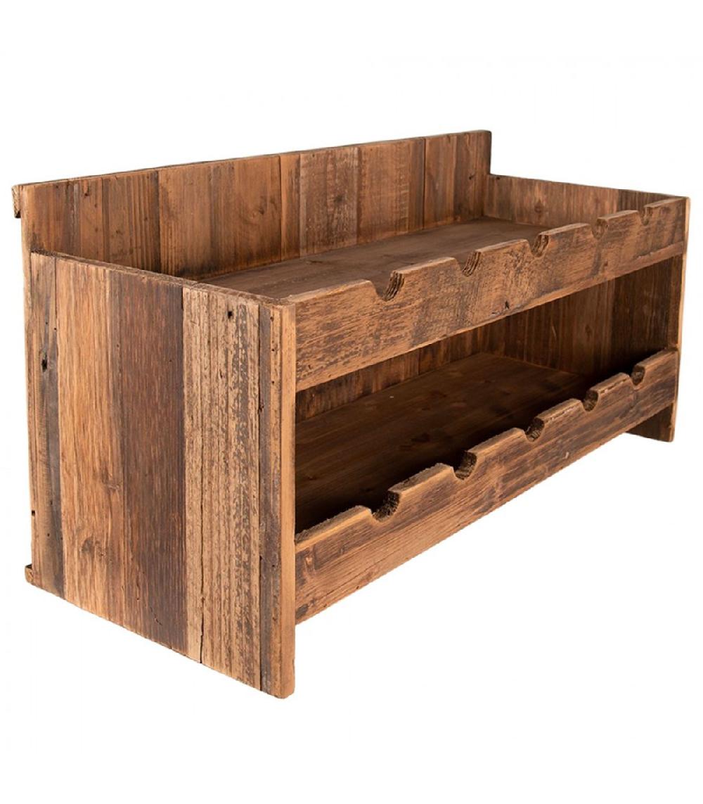 Wadiga Porte Bouteilles En Bois Rustique 10 Bouteilles 65x28x33cm