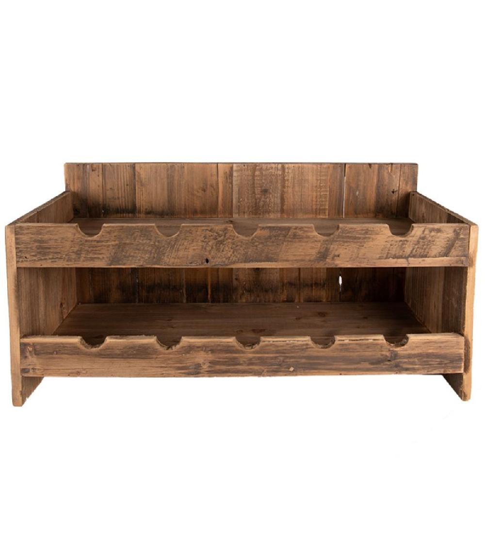 wadiga Porte bouteilles en bois rustique 10 bouteilles 65x28x33cm