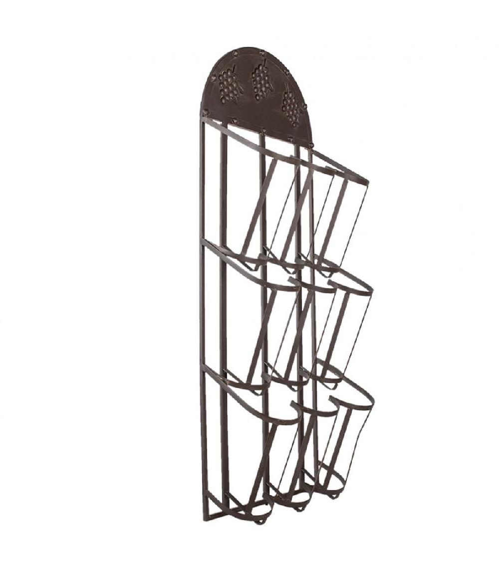 Wadiga Porte Bouteilles Mural En Métal 9 Bouteilles 30x18x83cm