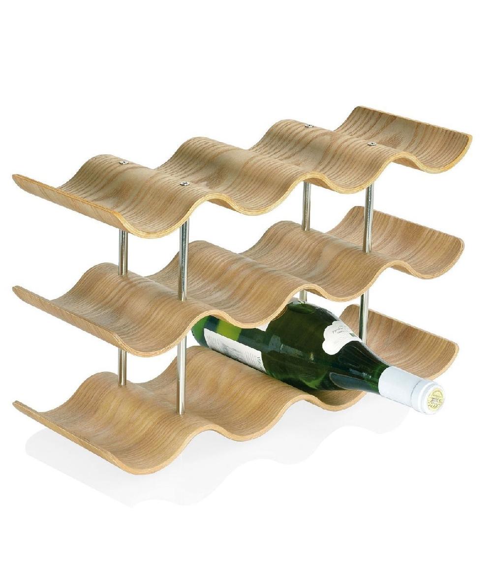 wadiga Porte Bouteilles pour Plan de Travail en Bois de Saule - 12 Bouteilles