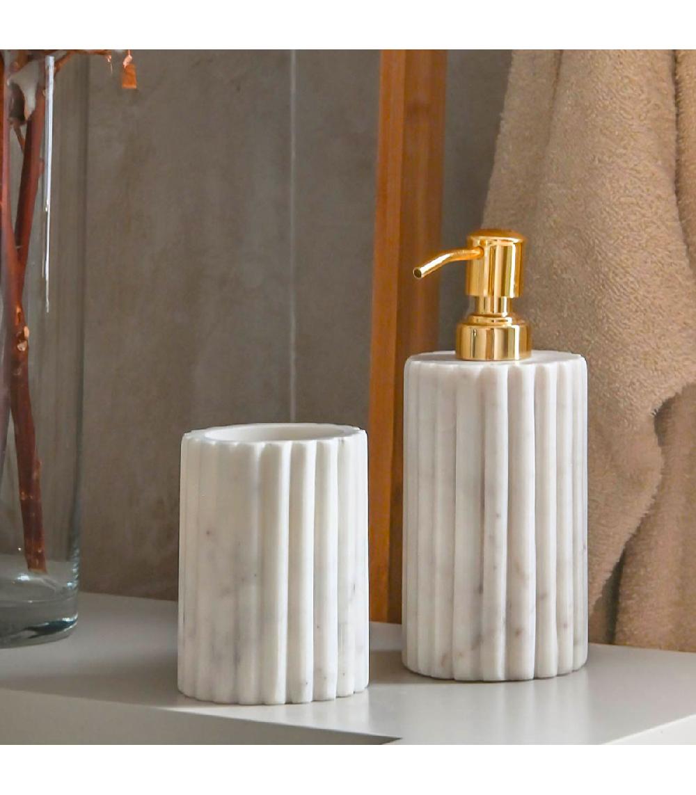 Wadiga Porte Brosse à Dents En Marbre Blanc 8x8x10cm