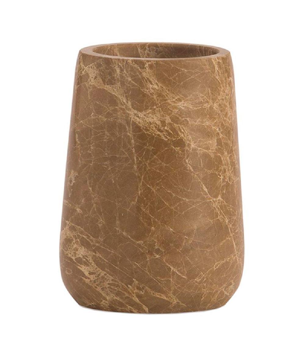 wadiga Porte brosse à dents en marbre brun 8x8x11.5cm