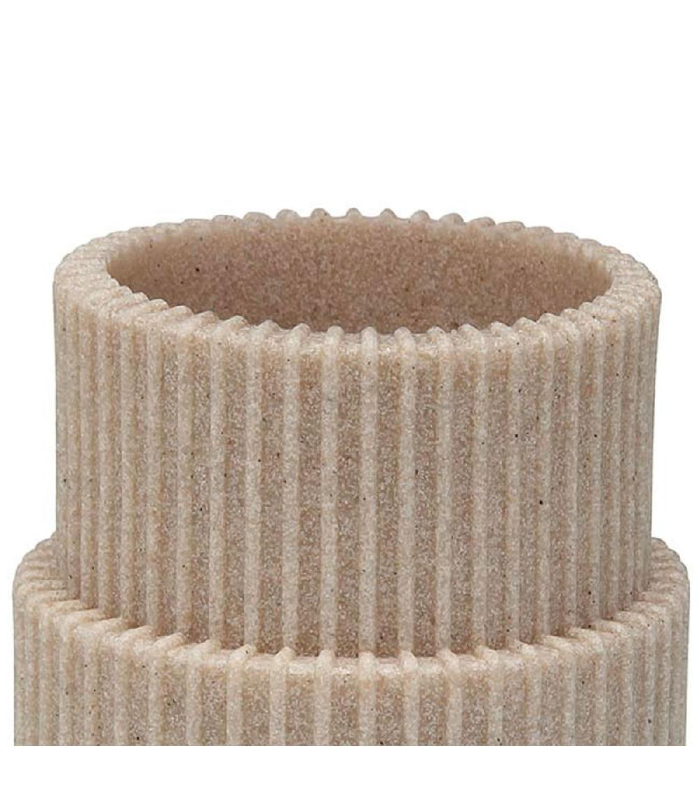 Wadiga Porte Brosse à Dents En Résine Beige Stries 7.5x7.5x10.5cm