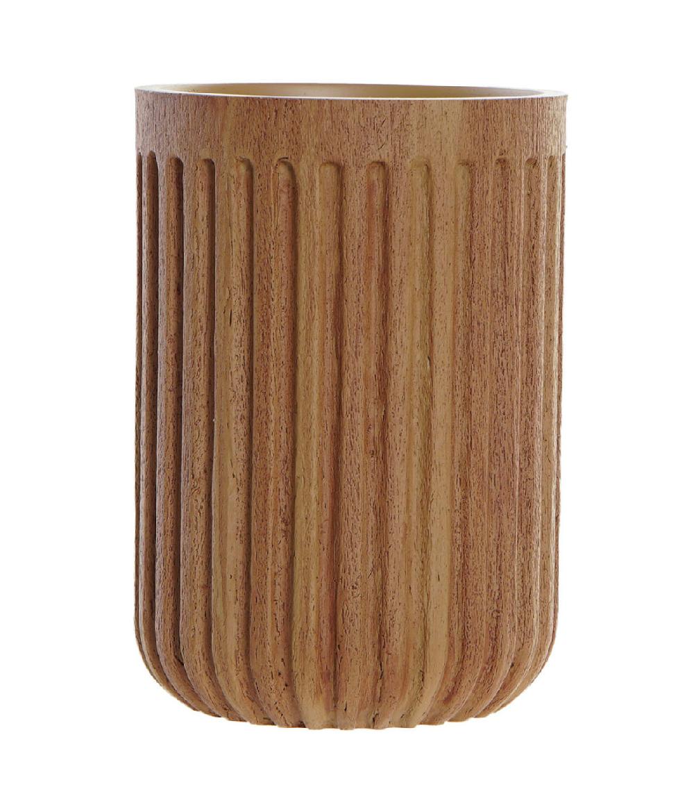 wadiga Porte brosse à dents en résine effet bois 8x8x11cm