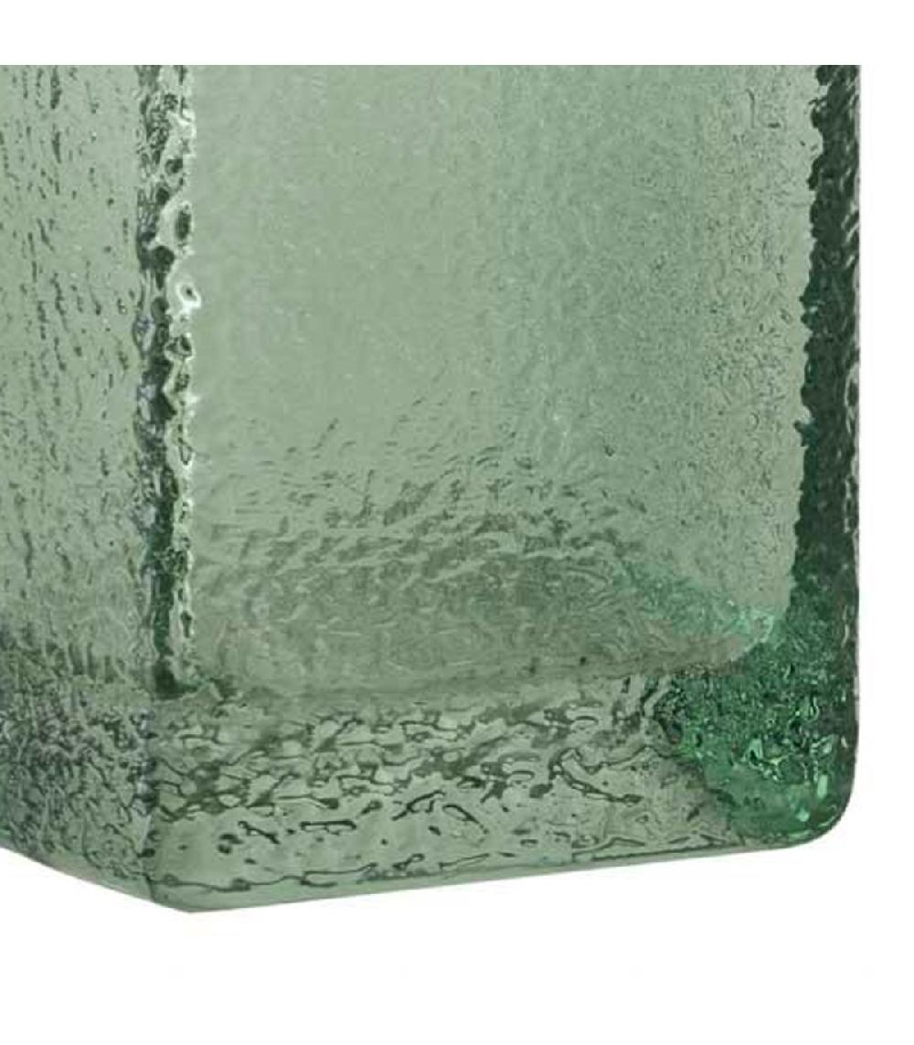 Wadiga Porte Brosse à Dents En Verre Martelé Vert Et Bois 7.5x7.5x11cm