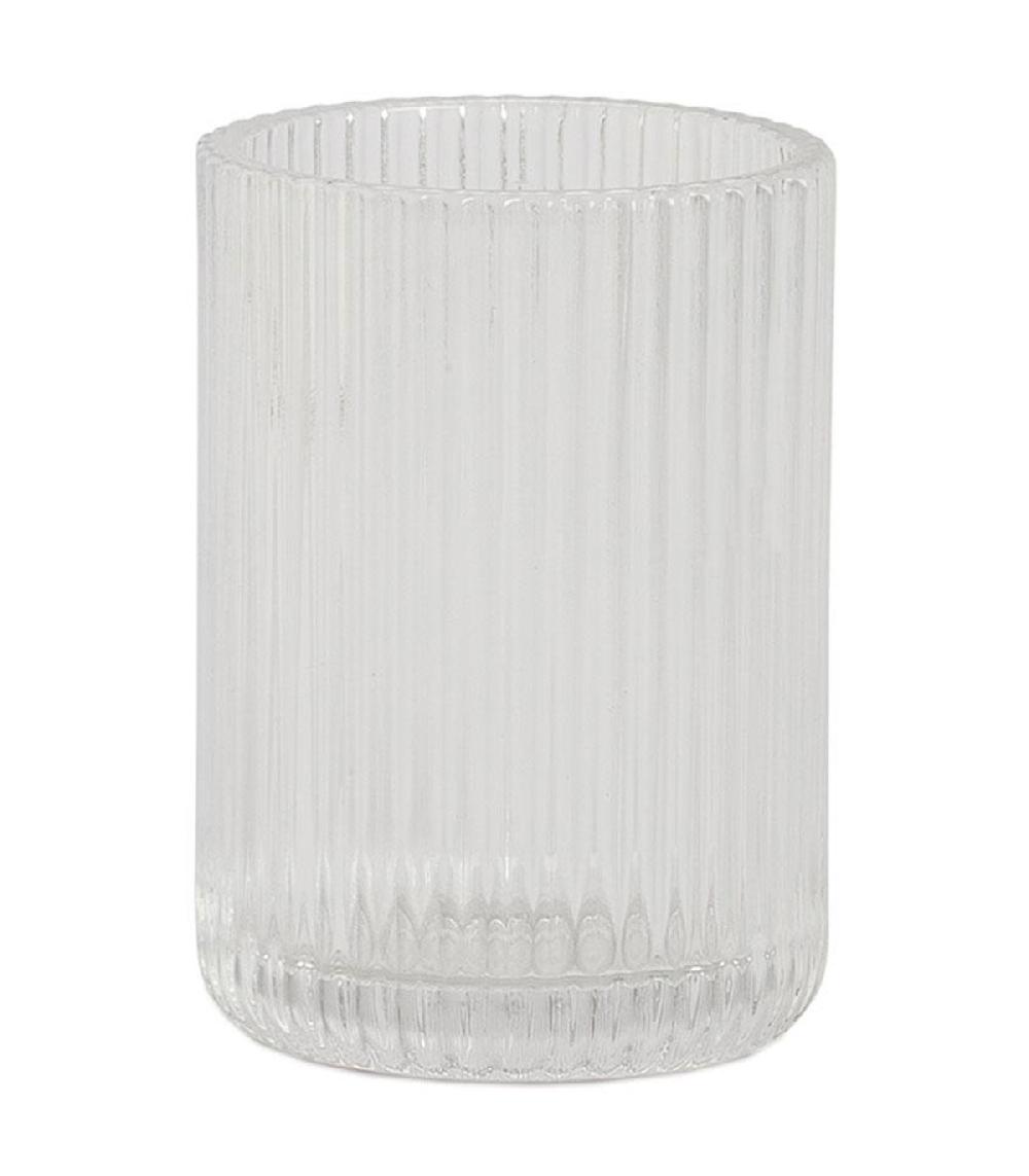 wadiga Porte brosse à dents en verre strié 7.5x7.5x10.5cm