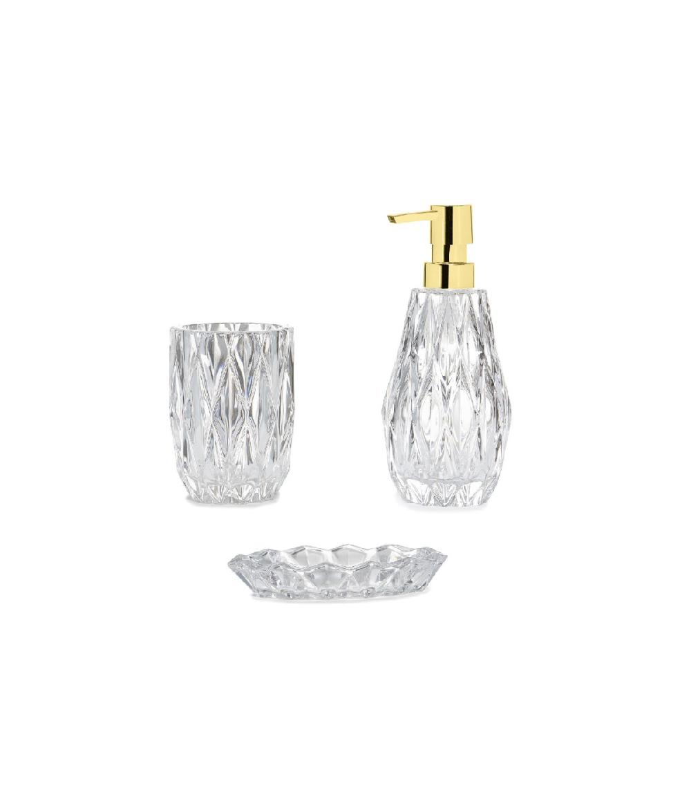 Wadiga Porte Brosse à Dents En Verre Taillé Transparent - 8.5x11cm