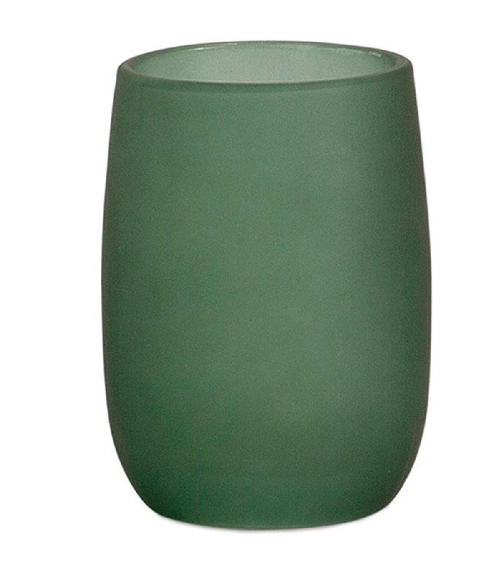 wadiga Porte brosse à dents en verre vert mat 8x8x11cm