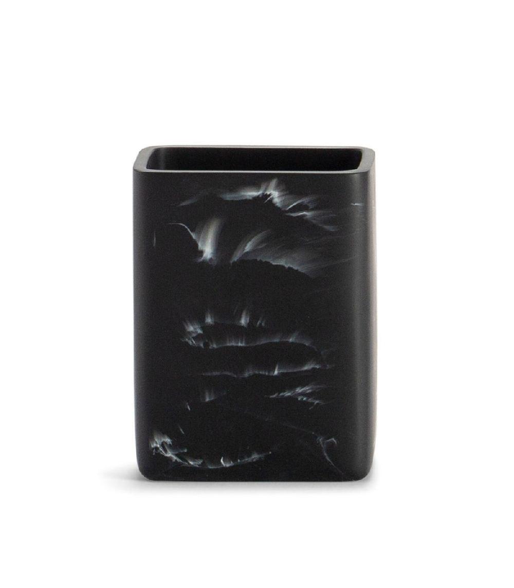 wadiga Porte brosse à dents rectangulaire en polyrésine effet marbre noir