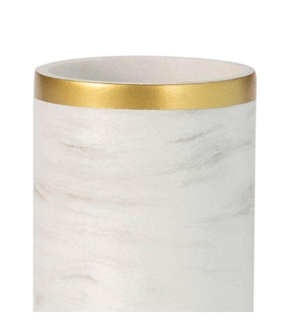 Wadiga Porte Brosse à Dents Résine Effet Marbre Blanc Et Doré