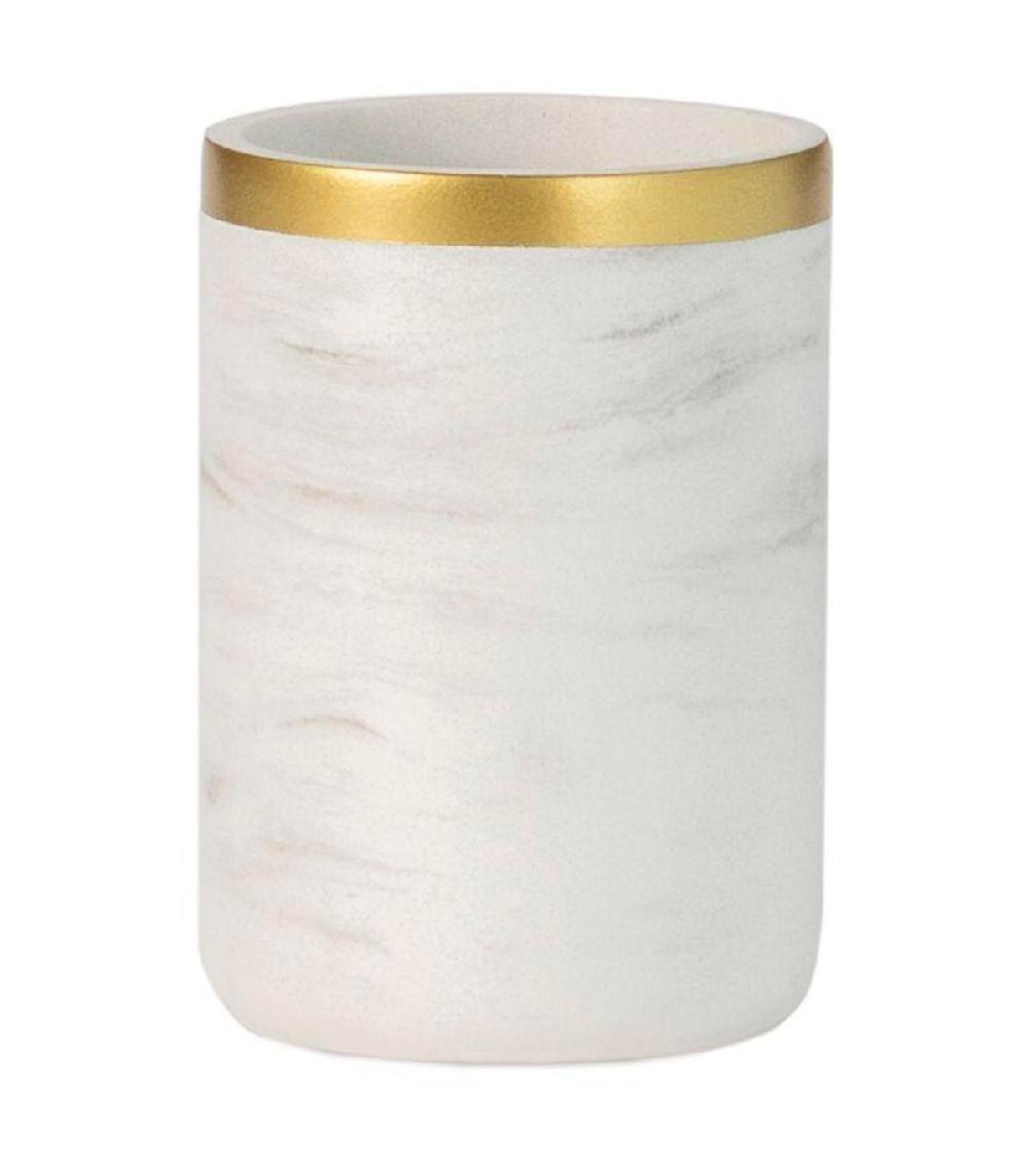 wadiga Porte brosse à dents résine effet marbre blanc et doré