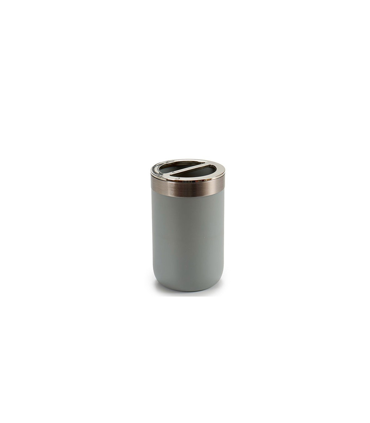 wadiga Porte Brosse à Dents Rond Inox et Plastique Gris
