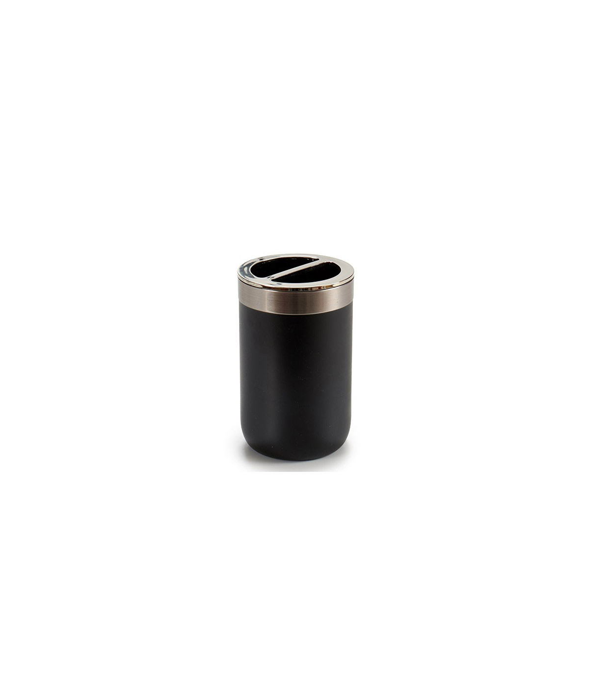 wadiga Porte Brosse à Dents Rond Inox et Plastique Noir