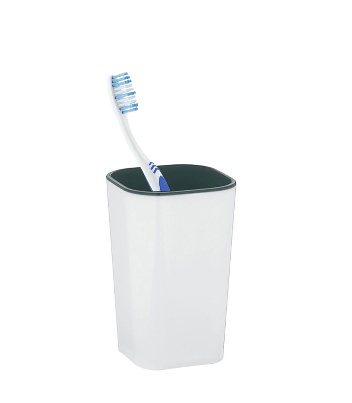Wadiga Porte Brosses à Dents Blanc Et Gris 7.5x7.5x12cm