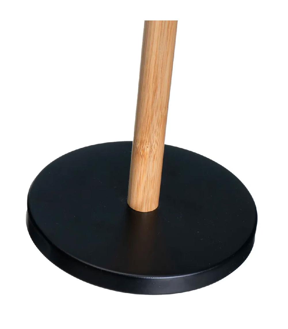 Wadiga Porte Essuie-tout Bambou à Poser Base Noire 15x15x34cm