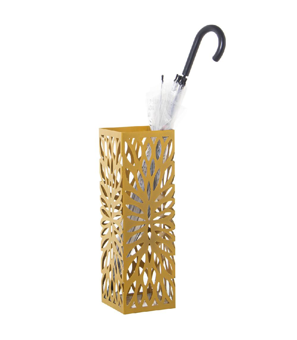 Wadiga Porte Parapluie Carré En Métal Ajouré Doré - 49x15.5x15.5cm