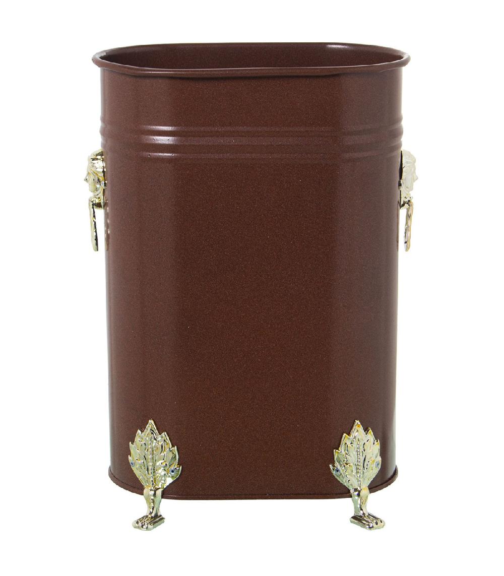 Wadiga Porte Parapluie Ovale En Métal Marron Et Doré 29x16x42cm