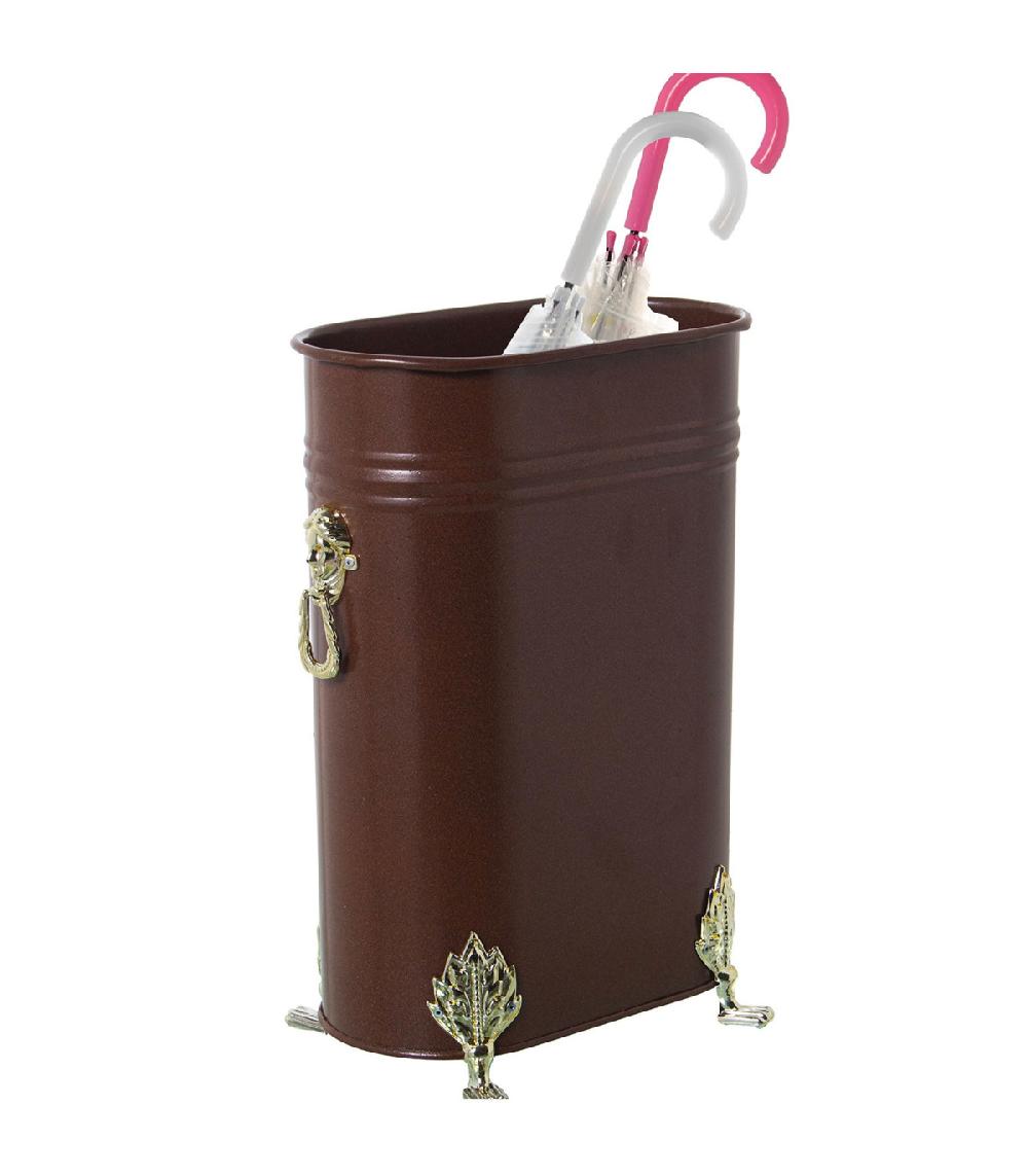 Wadiga Porte Parapluie Ovale En Métal Marron Et Doré 29x16x42cm
