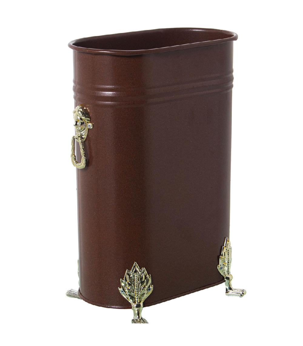 wadiga Porte parapluie ovale en métal marron et doré 29x16x42cm