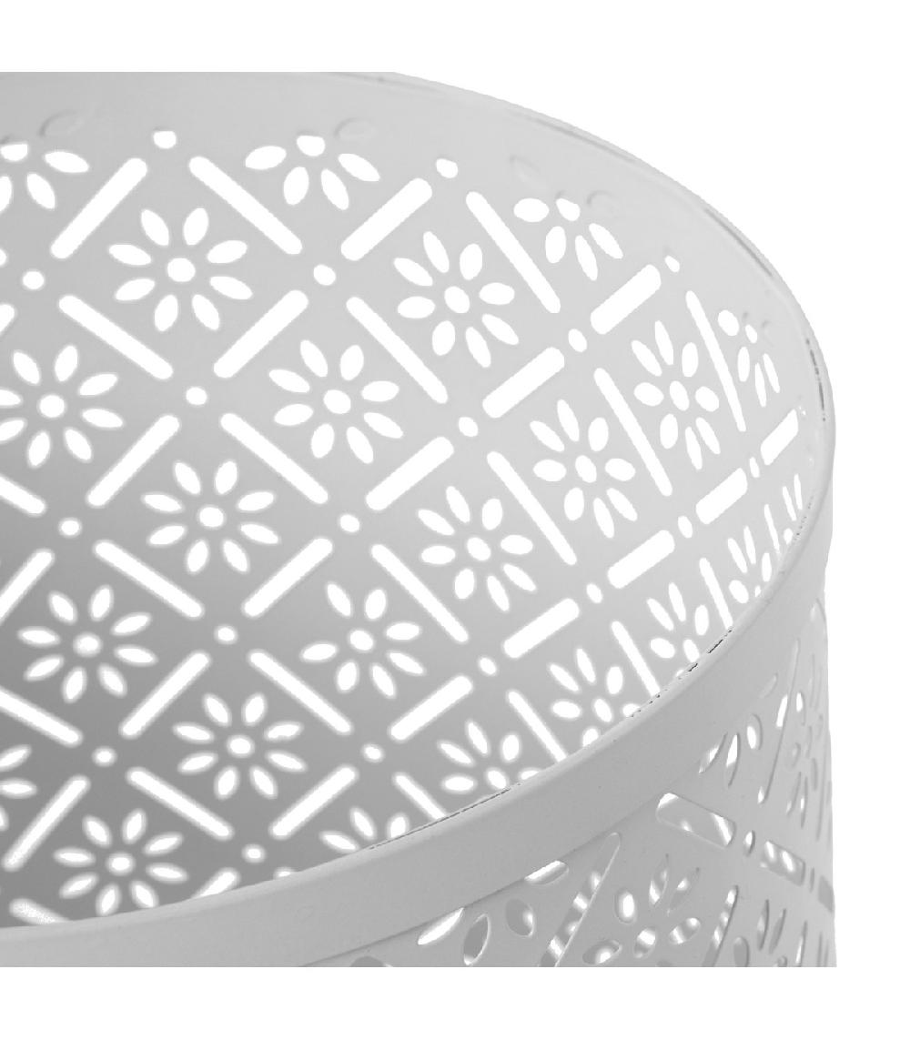 Wadiga Porte Parapluie Rond En Métal Ajouré Blanc - 24x45cm