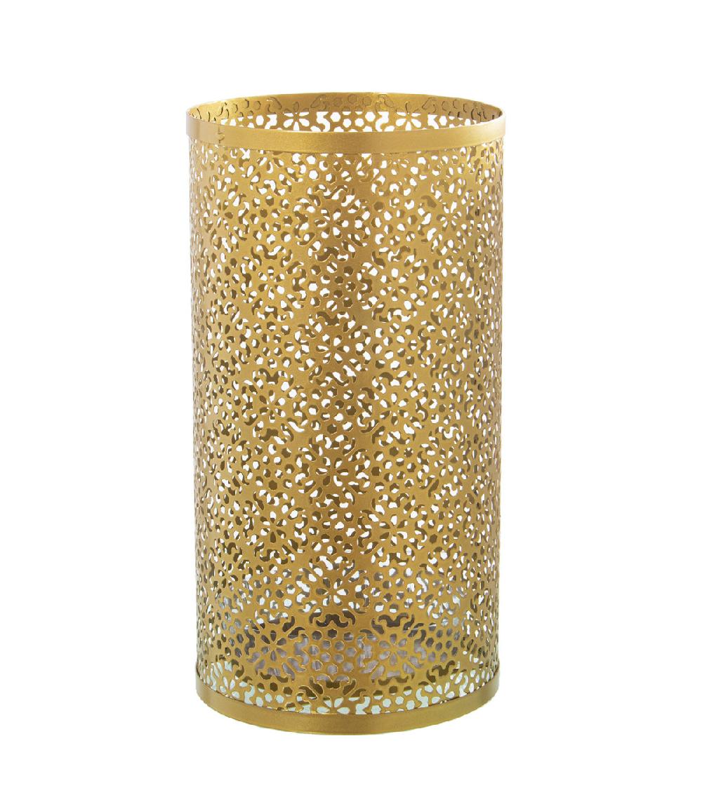 wadiga Porte parapluie rond en métal ajouré Doré - 24x45cm