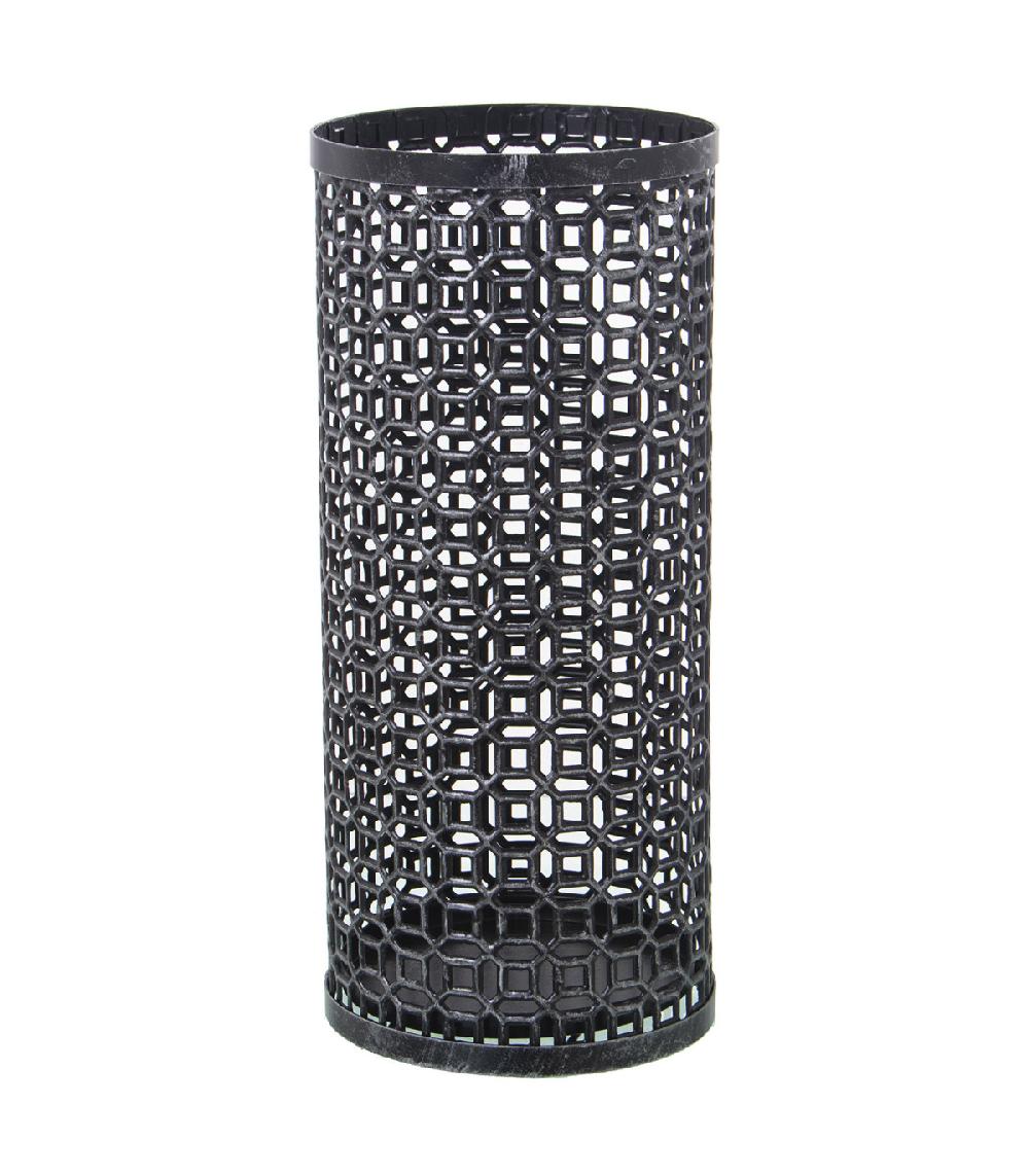 wadiga Porte parapluie rond en métal ajouré gris - 20x45cm
