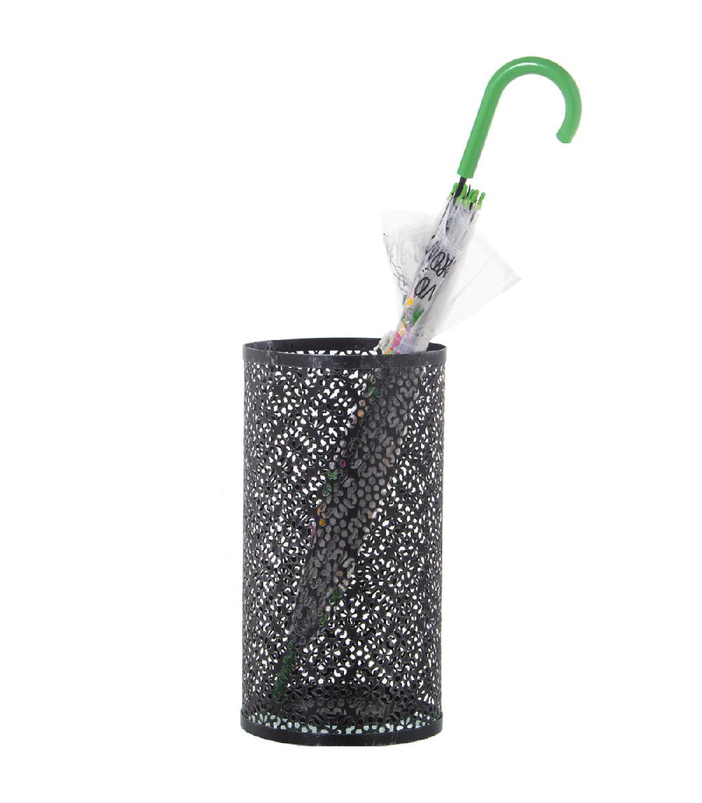 Wadiga Porte Parapluie Rond En Métal Ajouré Gris - 24x45cm
