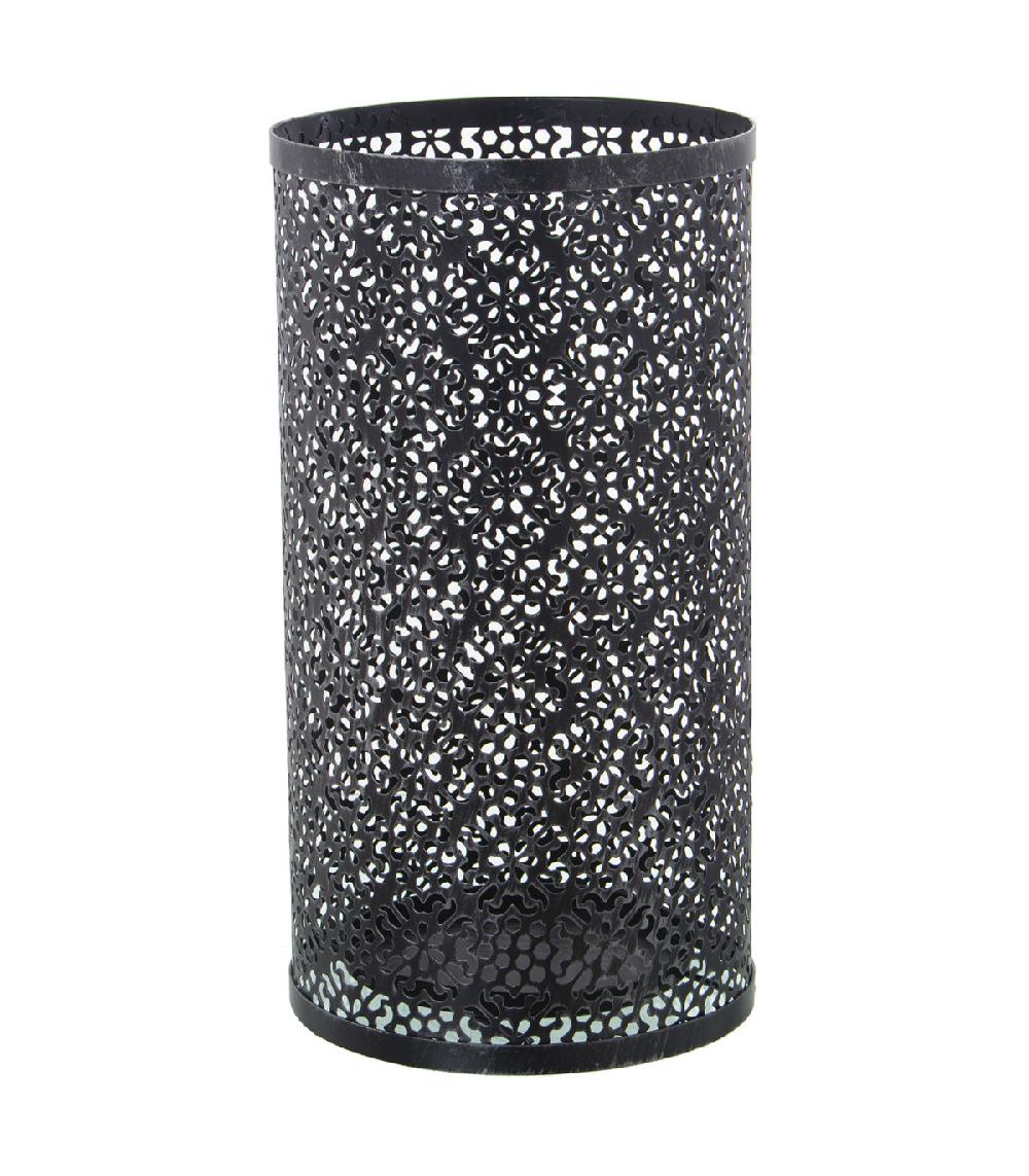 wadiga Porte parapluie rond en métal ajouré gris - 24x45cm