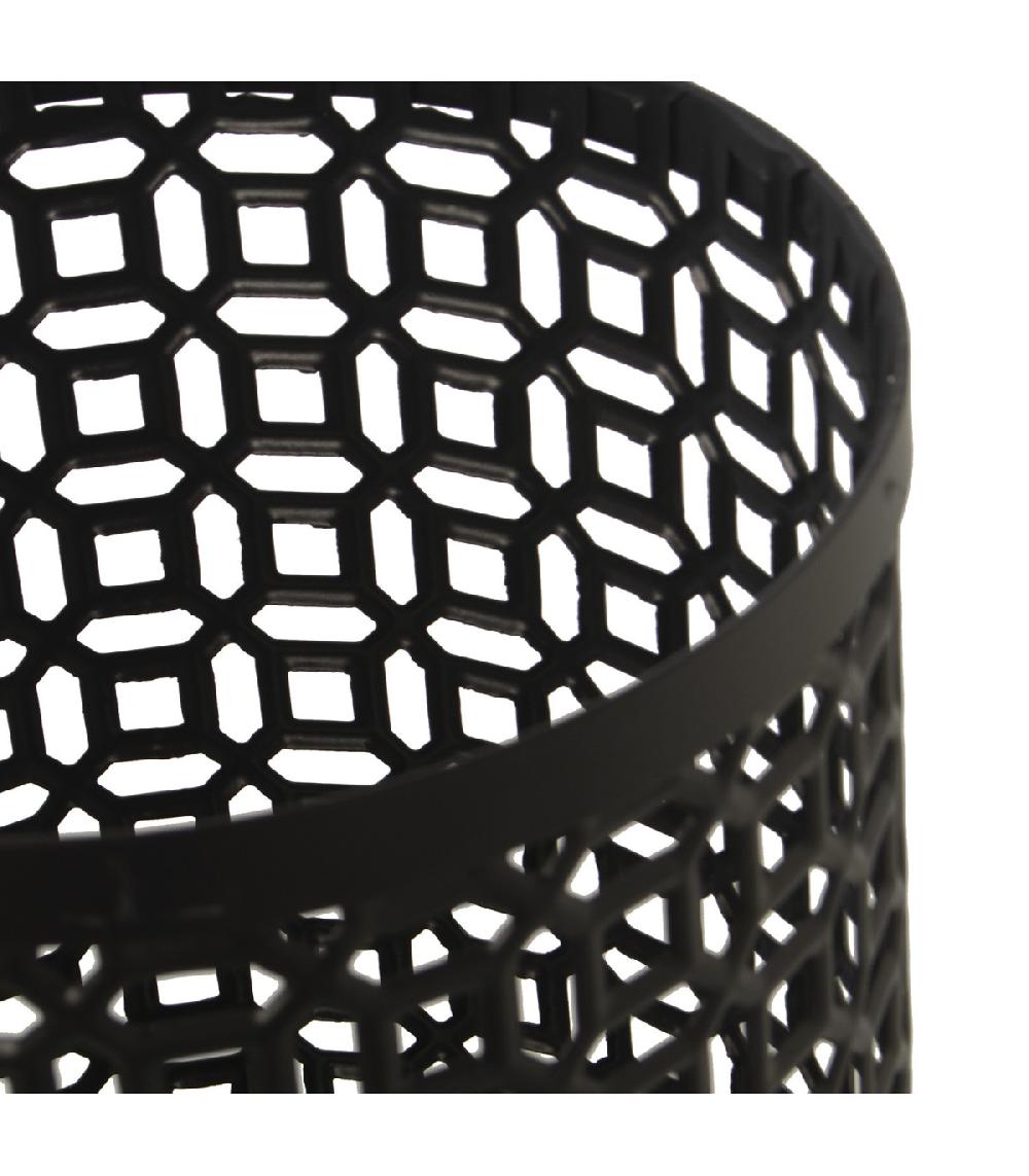 Wadiga Porte Parapluie Rond En Métal Ajouré Noir - 20x45cm