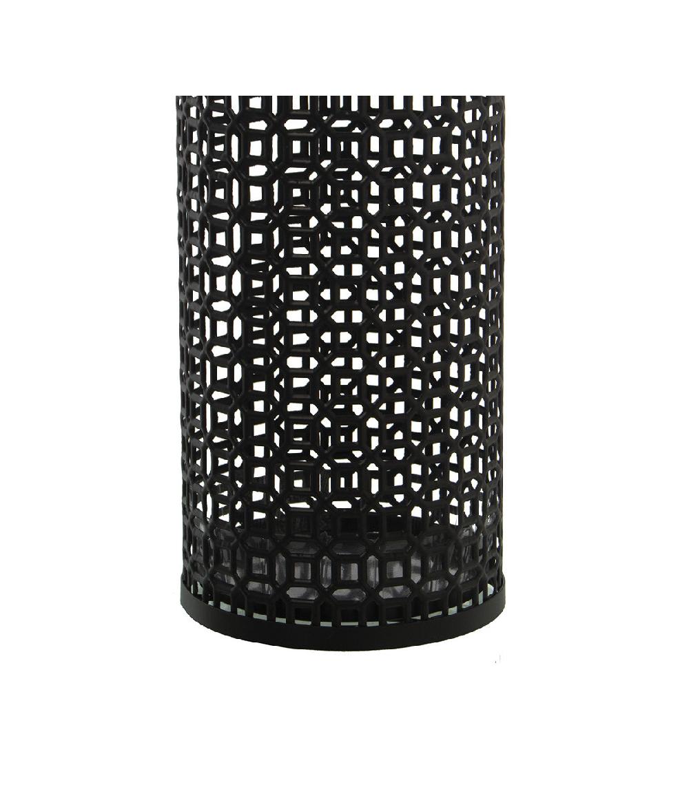 Wadiga Porte Parapluie Rond En Métal Ajouré Noir - 20x45cm