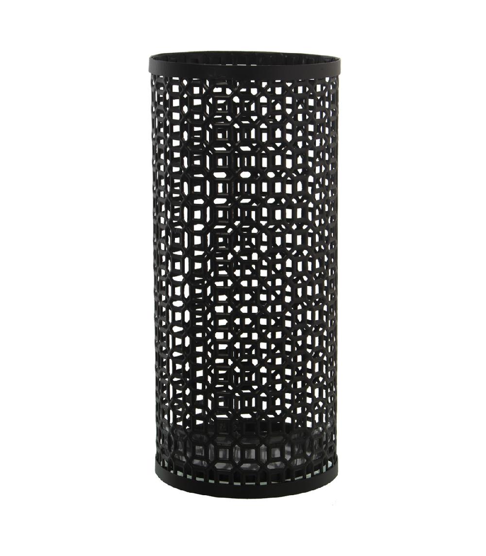 wadiga Porte parapluie rond en métal ajouré noir - 20x45cm