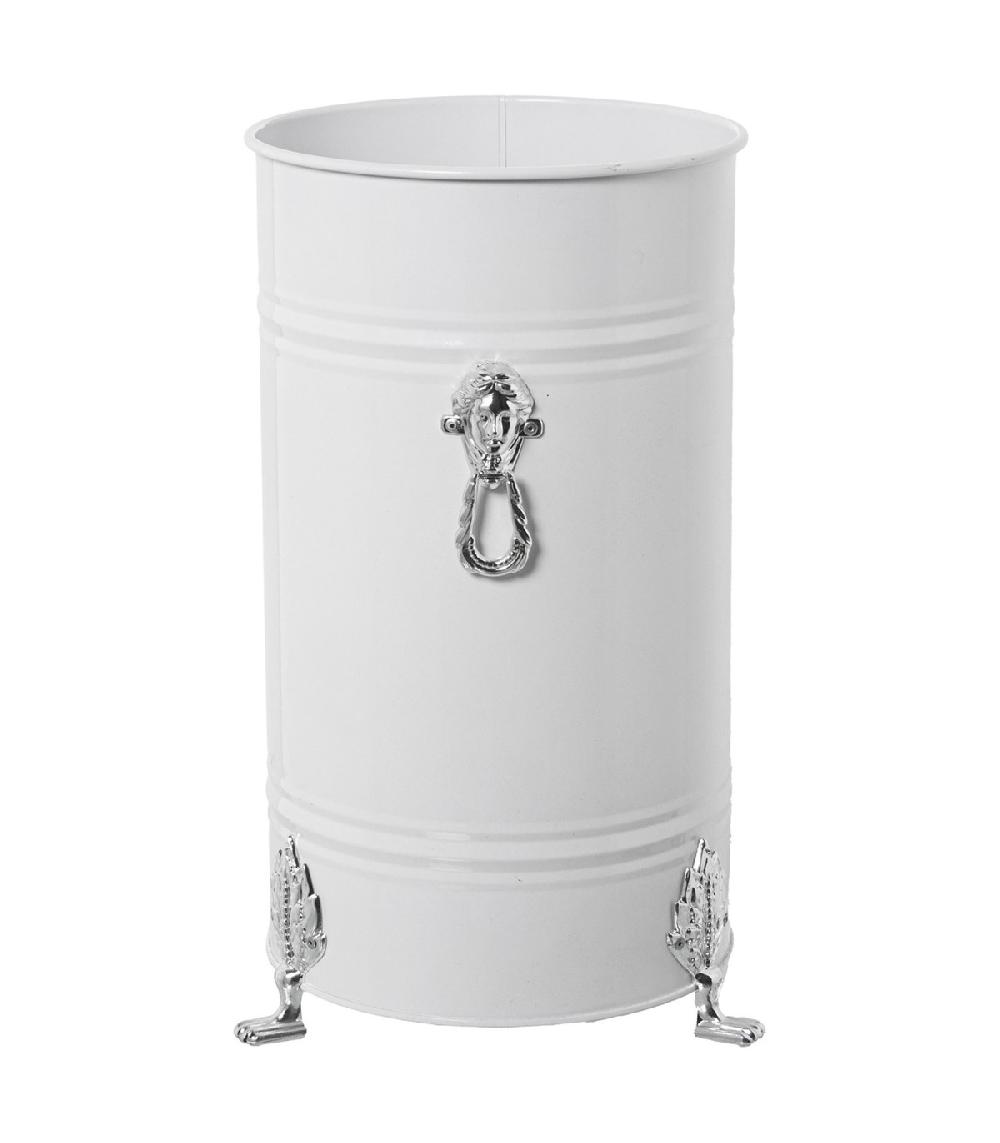 Wadiga Porte Parapluie Rond En Métal Blanc Et Argenté 23x23x43cm