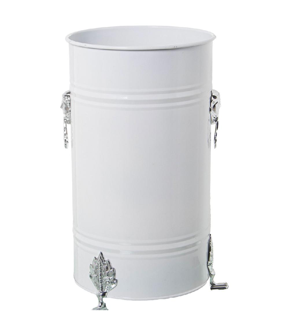 wadiga Porte parapluie rond en métal blanc et argenté 23x23x43cm